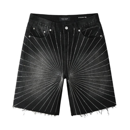Purple Brand Crystal Diamond Denim Shorts #5104