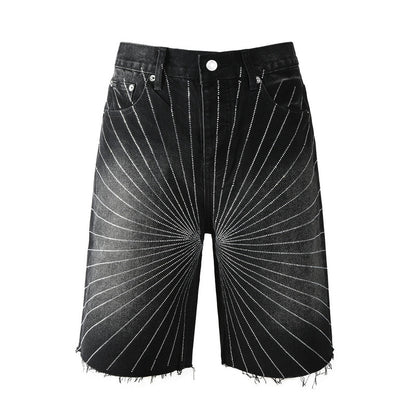 Purple Brand Crystal Diamond Denim Shorts #5104