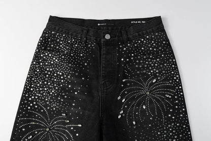 Purple Brand Crystal Diamond Denim Shorts #5103