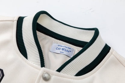 OFF WHITE Men's Blue Cash Wool Varsity Jacket