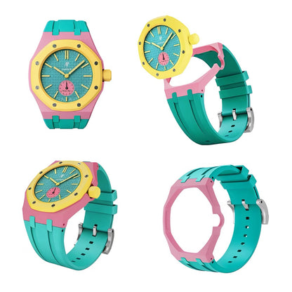 New 2026 : Bioceramic + Silicone Case Strap for the Audemars Piguet Swatch Royal Pop in Multi Colors