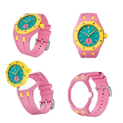 New 2026 : Bioceramic + Silicone Case Strap for the Audemars Piguet Swatch Royal Pop in Multi Colors