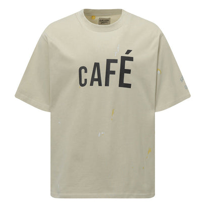 GALLERY DEPT. Men's Natural Paint-Splattered Distressed Printed Cotton-Jersey T-