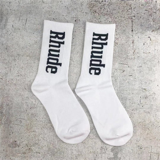 Rhude Socks Men's and Women's Casual Black and White Simplicity