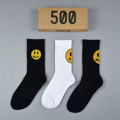 Men socks smiley face medium tube