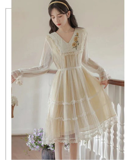 Vintage Spirit Lace Cottagecore Dress