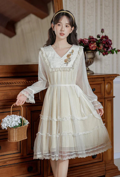 Vintage Spirit Lace Cottagecore Dress