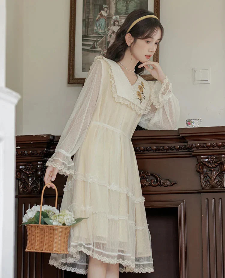 Vintage Spirit Lace Cottagecore Dress